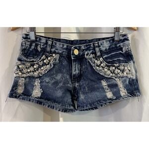 Beaded Floral Shorty‎ Short Denim Shorts Festival
